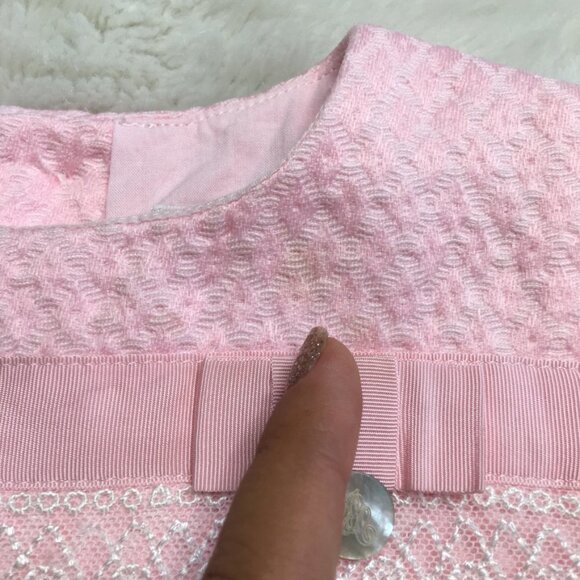 Pili Carrera Baby Girl Pink Lace Shift Dress Size 12 Months Made in Spain - Picture 4 of 11